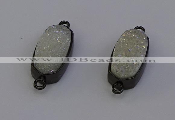 NGC5570 10*22mm - 12*25mm freeform plated druzy quartz connectors