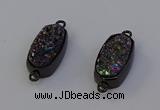 NGC5574 10*22mm - 12*25mm freeform plated druzy quartz connectors