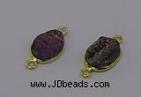 NGC5586 12*16mm oval plated druzy agate connectors wholesale