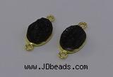 NGC5589 12*16mm oval plated druzy agate connectors wholesale