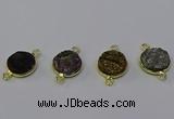 NGC5602 15mm - 16mm coin plated druzy agate connectors wholesale