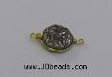 NGC5605 15mm - 16mm coin plated druzy quartz connectors wholesale