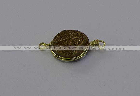 NGC5606 15mm - 16mm coin plated druzy quartz connectors wholesale