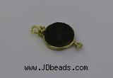 NGC5611 15mm - 16mm coin plated druzy quartz connectors wholesale