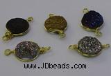 NGC5613 15mm - 16mm coin plated druzy quartz connectors wholesale