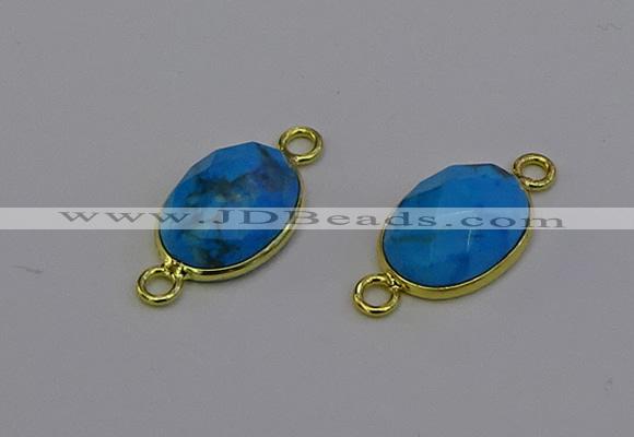 NGC5630 15*20mm faceted oval white howlite turquoise connectors