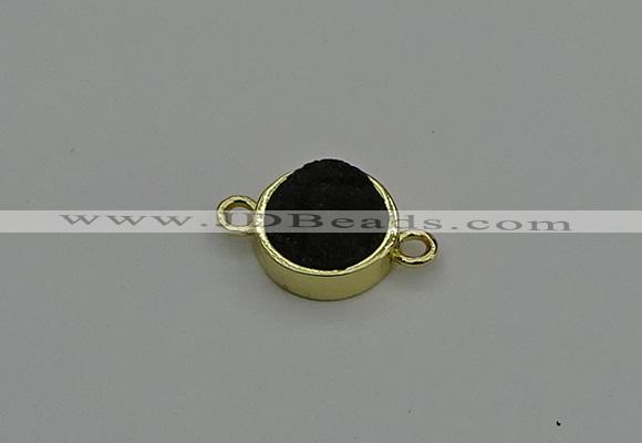 NGC5784 12mm coin plated druzy agate connectors wholesale