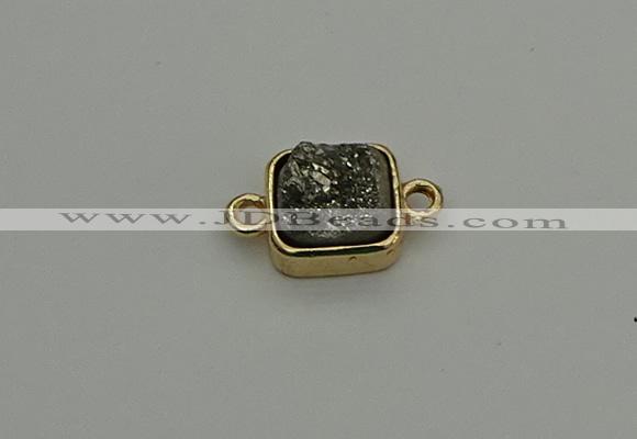 NGC5788 10*10mm square plated druzy agate connectors wholesale