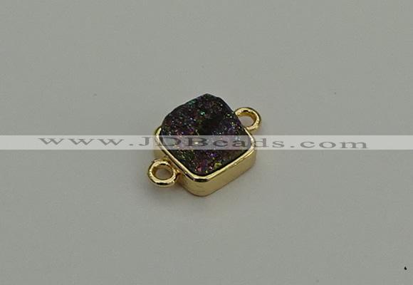 NGC5792 10*10mm square plated druzy agate connectors wholesale