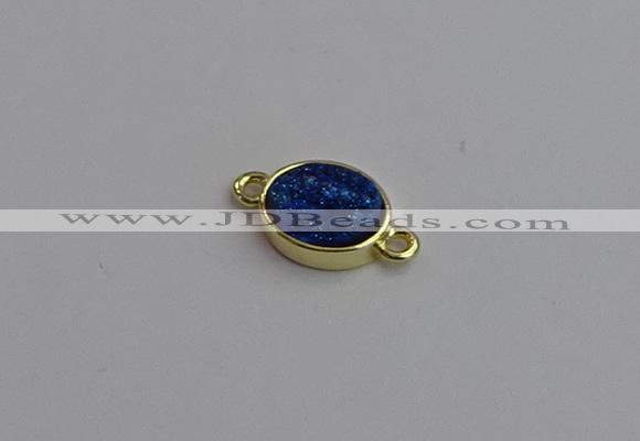 NGC5843 11*13mm oval plated druzy agate connectors wholesale