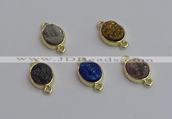 NGC5848 11*13mm oval plated druzy agate connectors wholesale