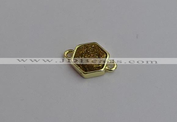 NGC5851 12*12mm hexagon plated druzy agate connectors wholesale