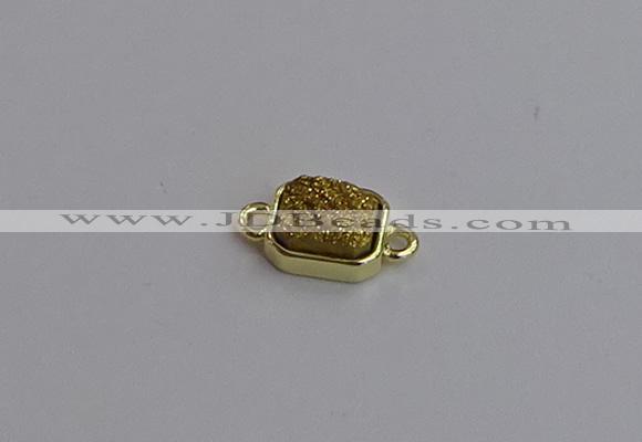 NGC5861 10*12mm rectangle plated druzy agate connectors wholesale