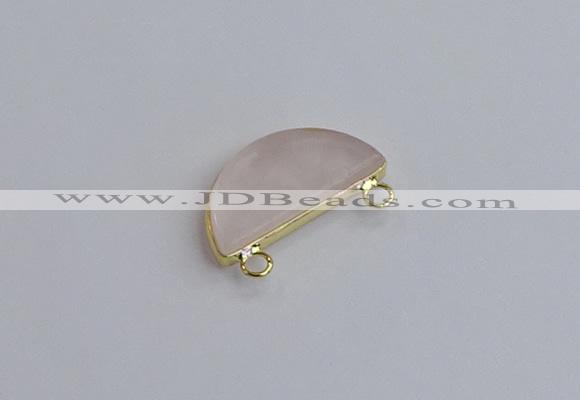 NGC5901 13*26mm moon rose quartz connectors wholesale