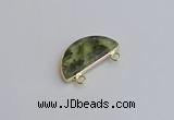 NGC5904 13*26mm moon green qutilated quartz connectors wholesale