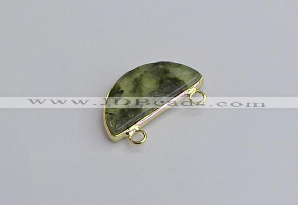 NGC5904 13*26mm moon green qutilated quartz connectors wholesale