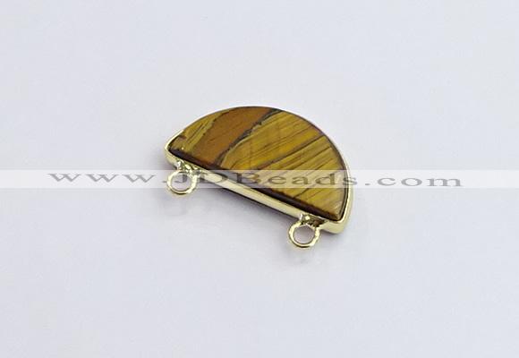 NGC5915 13*26mm moon yellow tiger eye connectors wholesale