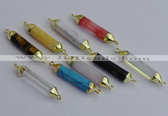 NGC5958 8*40mm tube mixed gemstone connectors wholesale