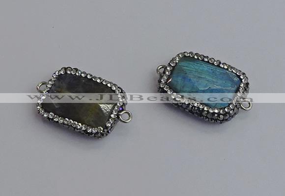 NGC5961 18*22mm faceted rectangle labradorite connectors wholesale