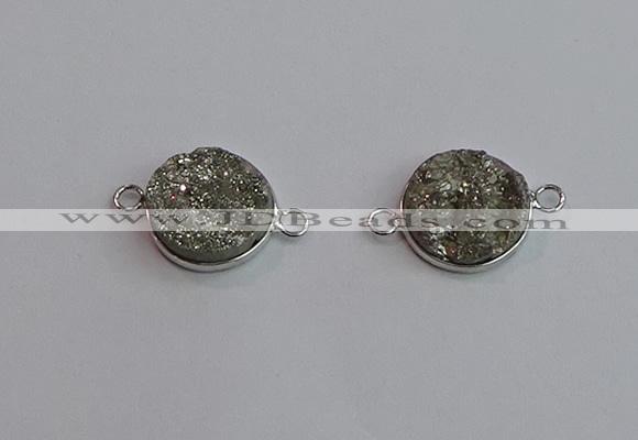 NGC5981 15mm coin plated druzy agate connectors wholesale