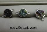 NGC6005 12mm coin plated druzy agate connectors wholesale