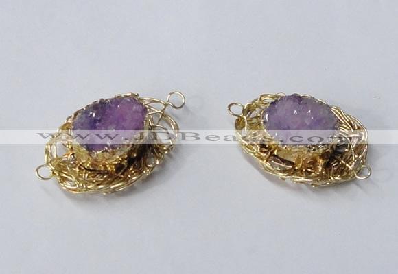 NGC610 22*30mm - 25*35mm freeform druzy agate connectors wholesale