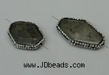 NGC6508 25*30mm - 25*40mm freeform black rutilated quartz connectors