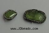 NGC6548 18*25mm - 25*30mm freeform green rutilated quartz connectors