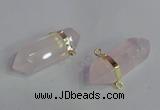 NGC665 10*35mm - 15*40mm faceted nuggets rose quartz connectors