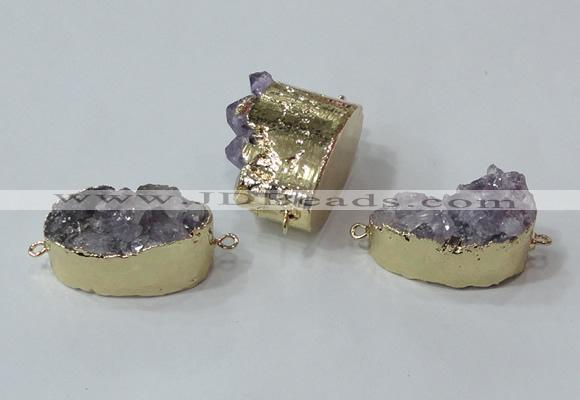 NGC687 15*28mm - 20*30mm freeform druzy amethyst connectors