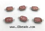 NGC7033 11*15mm faceted rectangle pink wooden jasper connectors