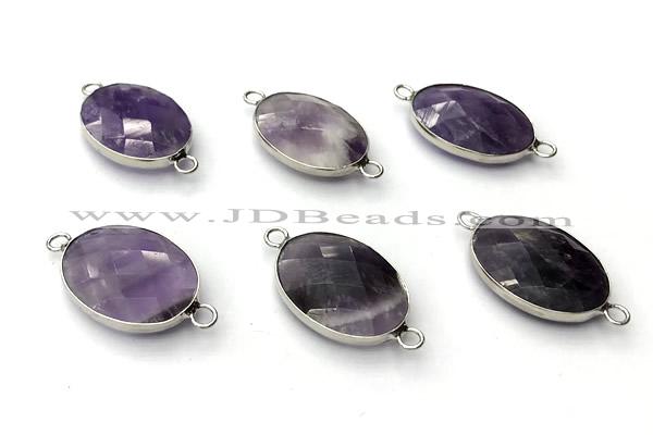 NGC7064 17*22mm faceted oval amethyst connectors