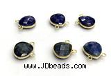 NGC7072 14mm faceted flat teardrop lapis lazuli connectors