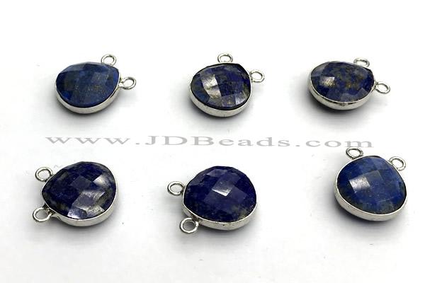 NGC7076 14mm faceted flat teardrop lapis lazuli connectors