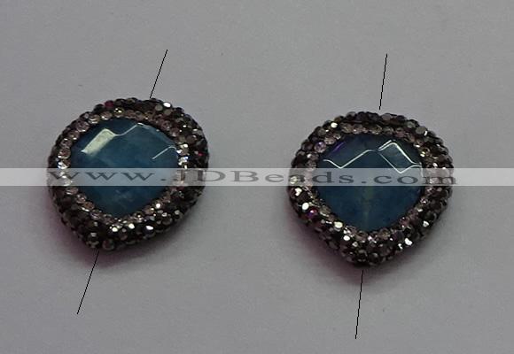 NGC7542 20*22mm faceted flat teardrop quartz connectors wholesale