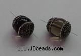 NGC7556 15*20mm egg-shaped smoky quartz connectors wholesale