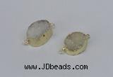 NGC858 15*20mm oval druzy agate gemstone connectors wholesale