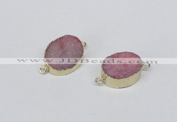 NGC860 15*20mm oval druzy agate gemstone connectors wholesale