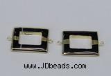 NGC872 30*40mm rectangle black agate gemstone connectors wholesale