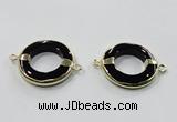 NGC887 30mm donut black agate connectors wholesale