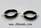 NGC888 30*40mm oval black agate connectors wholesale