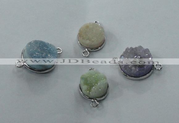 NGC89 12mm - 16mm flat round druzy agate connectors wholesale