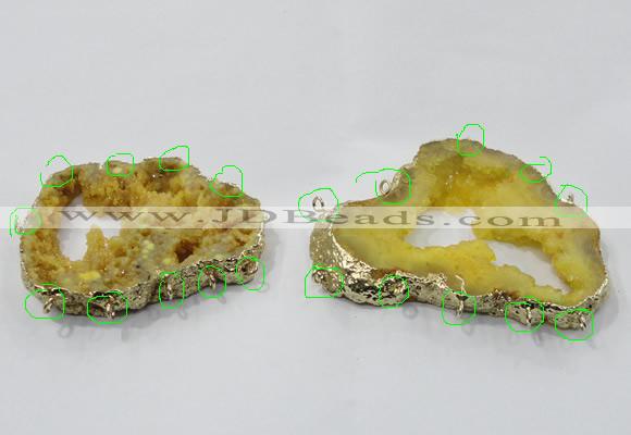 NGC942 45*65mm - 70*90mm freeform druzy agate connectors