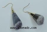 NGE03 15*30mm - 16*35mm freeform druzy amethyst earrings wholesale