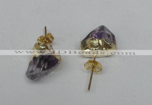 NGE12 8*12mm - 10*15mm faceted nuggets amethyst earrings wholesale