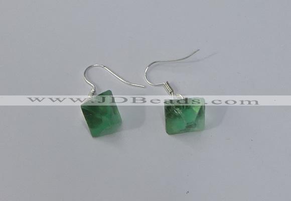 NGE176 8*10mm - 10*12mm faceted nuggets fluorite gemstone earrings