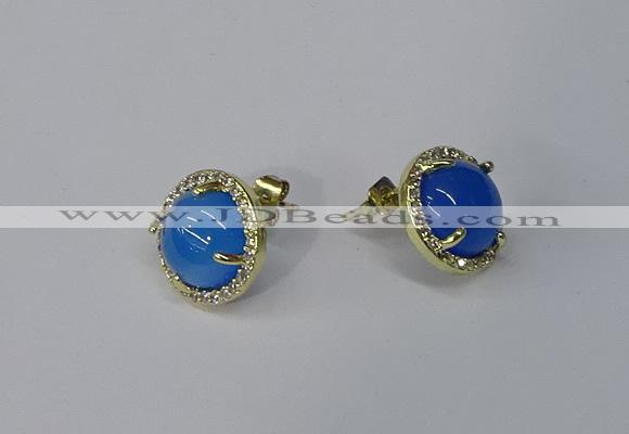 NGE179 10mm flat round agate gemstone earrings wholesale