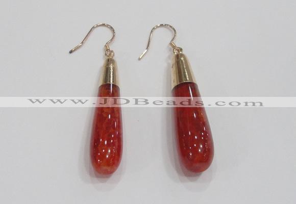 NGE19 10*40mm teardrop agate gemstone earrings wholesale