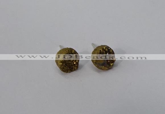 NGE216 8mm coin druzy agate gemstone earrings wholesale