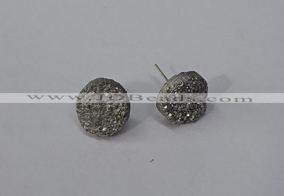 NGE221 12mm coin druzy agate gemstone earrings wholesale